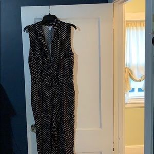 Black and white polka dot pant suit